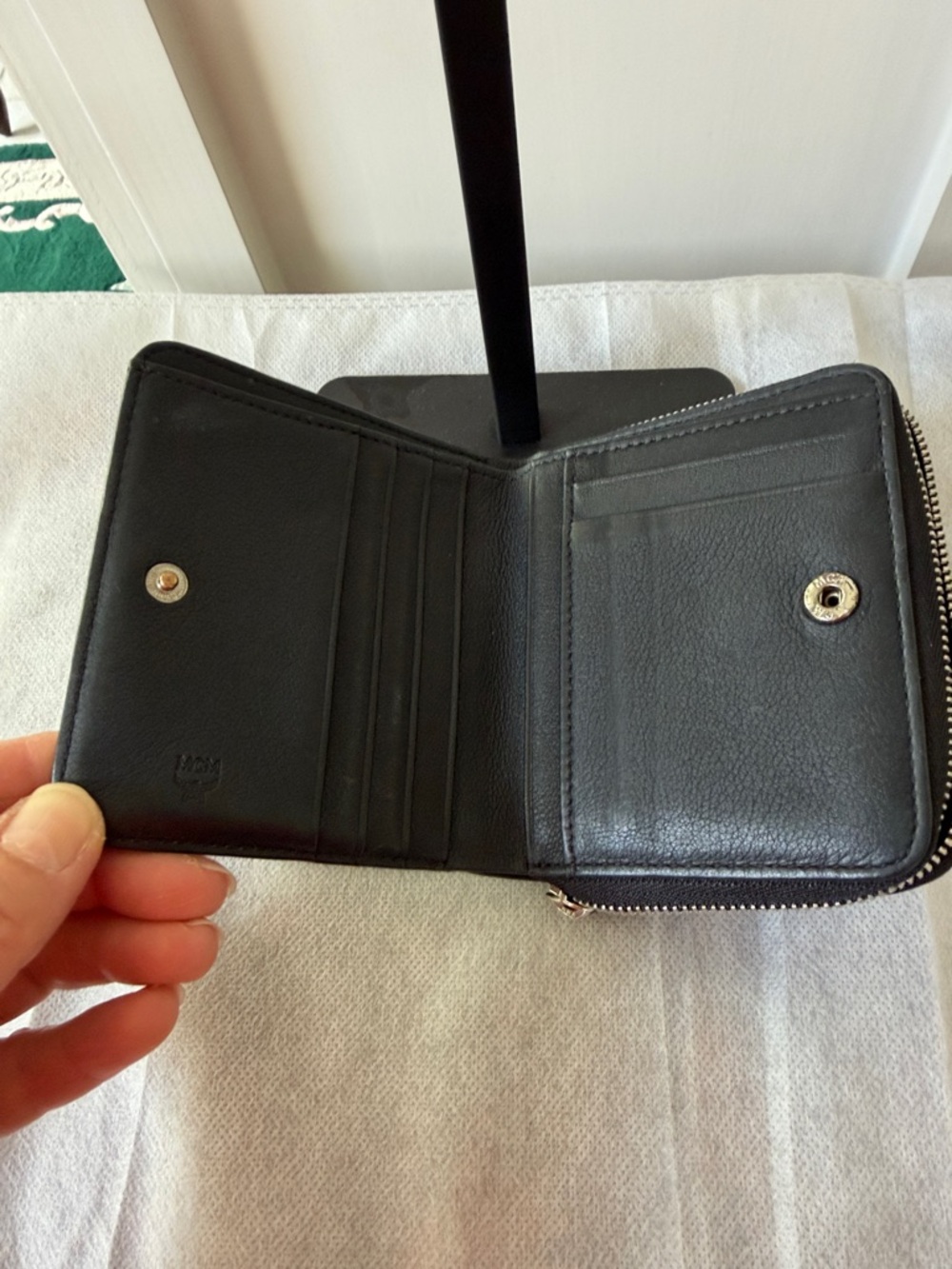 EUC MCM Black Studded Leather Compact Wallet - Picture 8 of 9